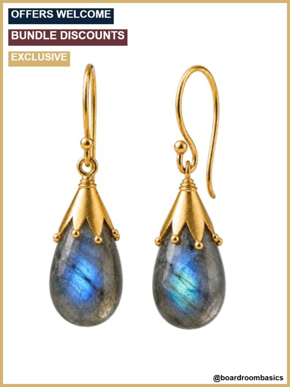 Handmade Gemstone Dangle Earrings Gold Teardrop French Wire